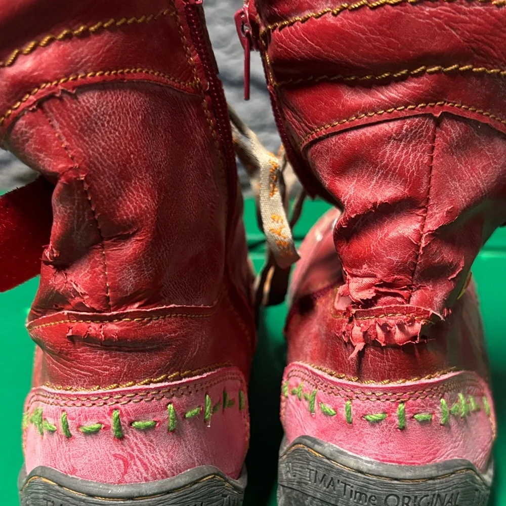 Vibrant Multicolor Lace-Up Women's Boots - Picture 6 of 8